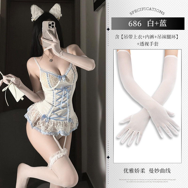 ホワイト(ワンピース+レッグリング*2+下着)+P46ホワイト