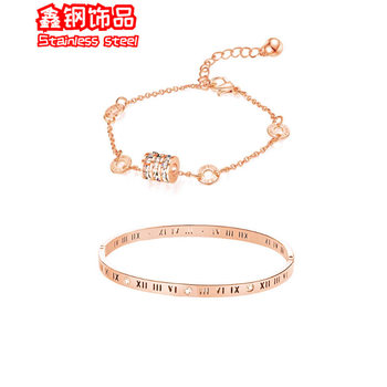 Rome Small Man Waist Bracelet Cross-border Hot Selling Women's Stainless Steel Fashion Explosions Stacked Bracelet Color-free Bracelet