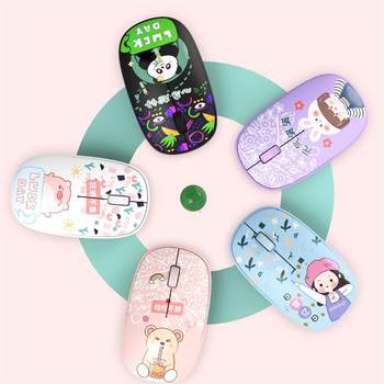 Strictly selected in stock 2.4G Bluetooth wireless mouse T9 3D cartoon painted business office mute photoelectric mouse