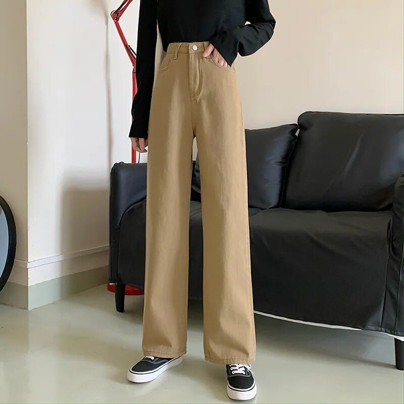 Womens High Waisted Wide Leg Jeans Loose Fit Straight Cut Casual Style Trendy Streetwear Wholesale Available