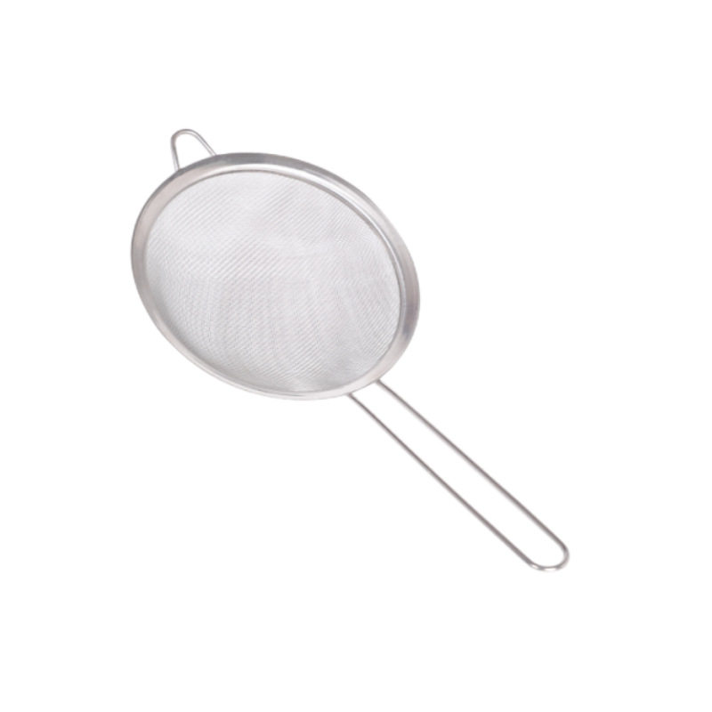 Household stainless steel mesh strainer long handle slag strainer kitchen fine mesh colander strainer large small size wholesale
