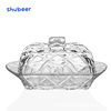 Nordic ins Embossed Glass Butter Plate Rectangular Butter Box Dustproof Cheese Dessert Tray with Lid Cake Plate