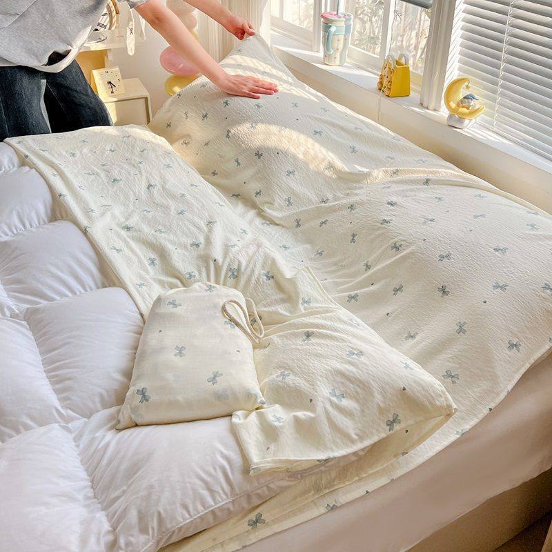Cloud-Like Soft and Waxy Double-Layer Yarn Hotel Sleeping Bag, Portable Four-Piece Travel Bed Sheetss and Quilt Cover, Three-Piece Travel Set