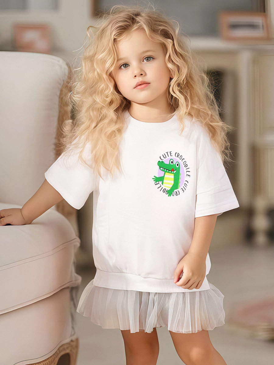 New Girls' Summer Hoodie Dress from Factory, Cartoon Dress Wholesale