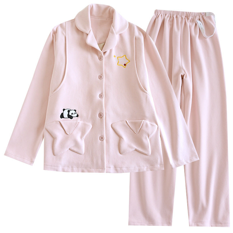 Maternity Pajamas Autumn and Winter Thickeneded German Velvet Mulberry Silk Suit Pregnancy and Postpartum Nursing Pajamas Confinement Clothes Autumn