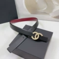 3.0cm wide wine red with black pattern gold buckle