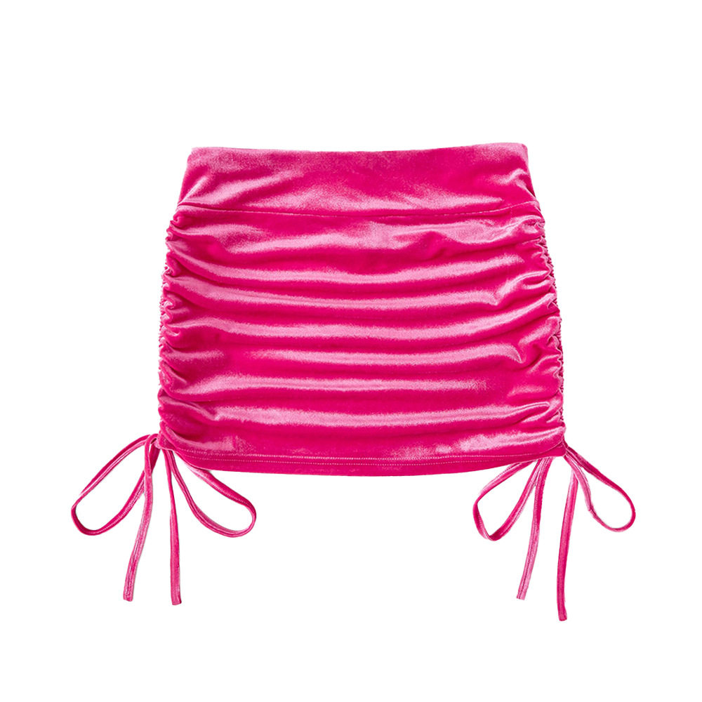 High Waisted Velvet Mini Skirt Sexy Tie Up Design Ruched Detailing Slim Fit Perfect for Parties and Night Out