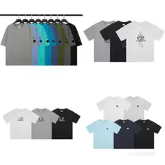 Cross-Border Export Trbottomy Brand Cp Lens Zipper Flap Pocket Pants Functional Pioneer Loose Men's and Women's Round Neck Short-Sleeved T-Shirt Bottoming Shirt