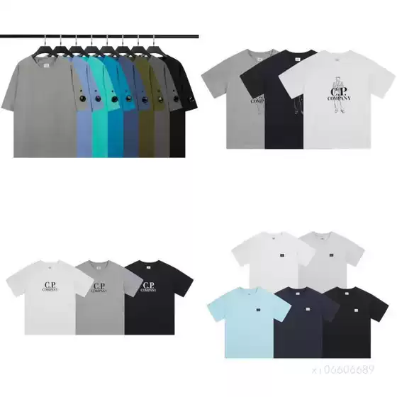 Cross-Border Export Trbottomy Brand Cp Lens Zipper Flap Pocket Pants Functional Pioneer Loose Men's and Women's Round Neck Short-Sleeved T-Shirt Bottoming Shirt