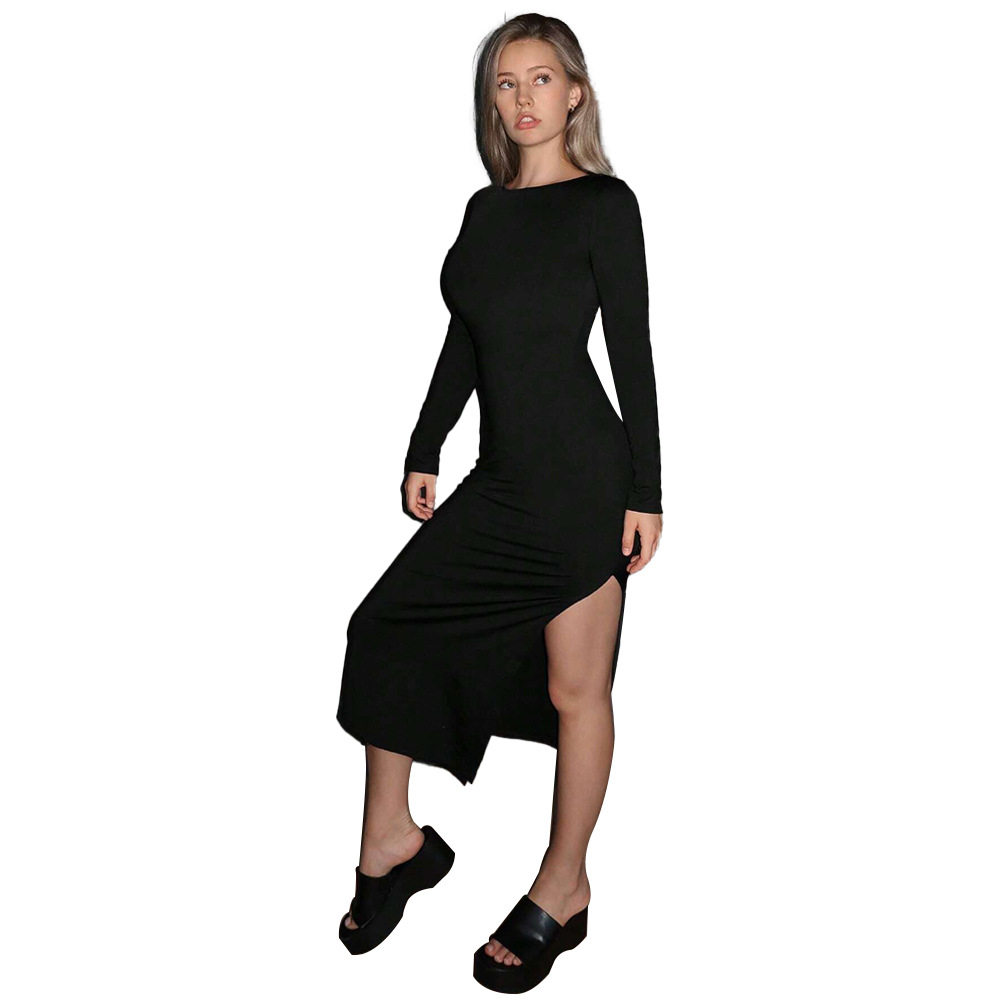 High Stretch Backless Bodycon Dress Elegant Split Design Chic Style Perfect for Parties Wholesale Available