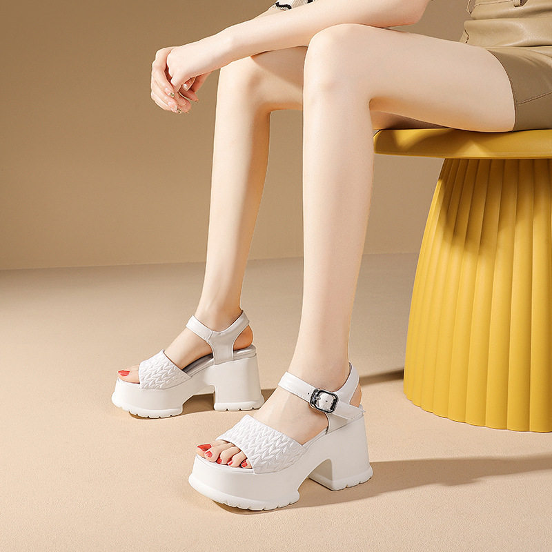 Dép sandal nữ quai chữ V đơn giản phong cách Anh — Hồng, Trắng, Đen