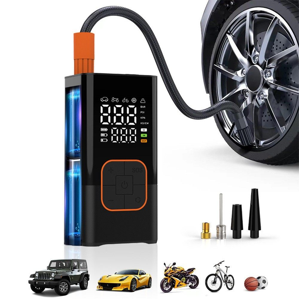 Dual-Screen Digital Display Portable Mini Car Air Pump Electric Tire Pump Air Pump Handheld Wireless Charging