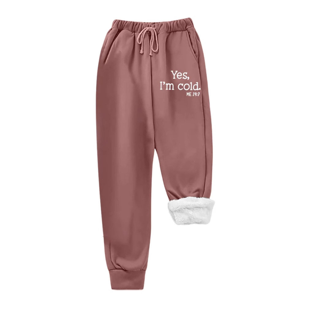 Womens Fleece Lined Jogger Pants Printed Letter Design Pocket Comfortable Fit Fall Winter Casual Wear Wholesale