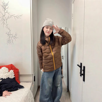 Outdoor Men and Women Couple's Water-Repellent Lightweight and Warm 90 Duck down Hooded Gourd Plaid down Jacket