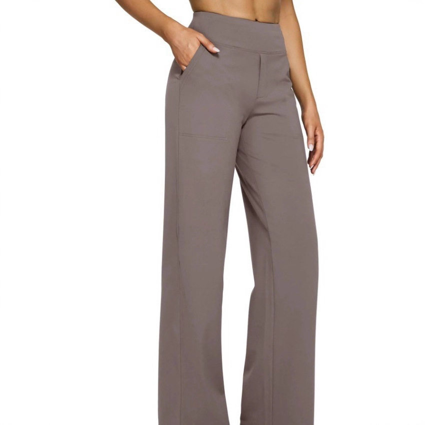 High Waisted Loose Fit Straight Leg Pants Solid Color Pocket Design Casual Style Autumn Collection Wholesale