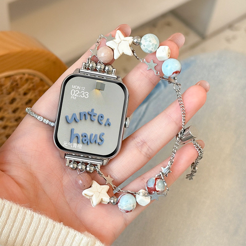 女士智能手表多功能高颜值优雅珍珠蝴蝶串珠蓝牙通话支付健康监测