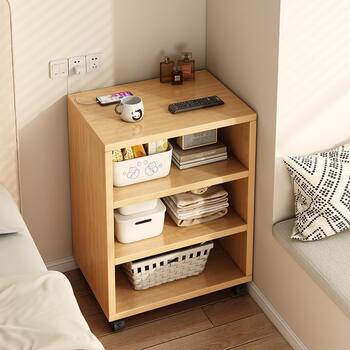Bedside Table with Wheels, Removable Storage Rack, Study Student Simple Storage Bookcase, Office Side Cabinet