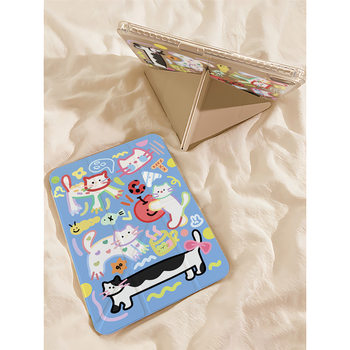 Kitten Colorful Graffiti Ipad10/9/8/7 Generation Protective Case Pro 11inch Air6 Anti-Bend A16 Tablet Protective Case