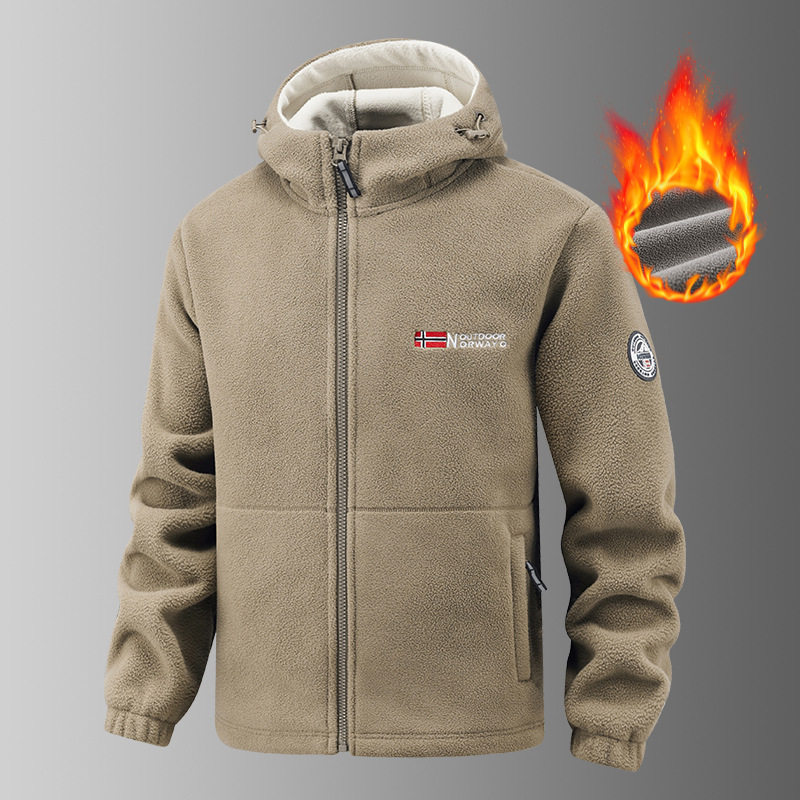 出口挪威大码保暖加厚双层带帽摇粒绒外贸跨境欧码加绒卫衣卫裤潮