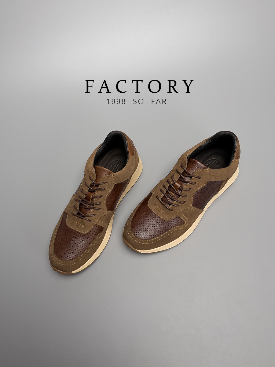 Giày da công sở nam da bò lớp đầu phong cách retro — Màu nâu sẫm (lấy hơn 1000 đôi giày để so sánh), Màu đen (lấy hơn 1000 đôi giày để so sánh)