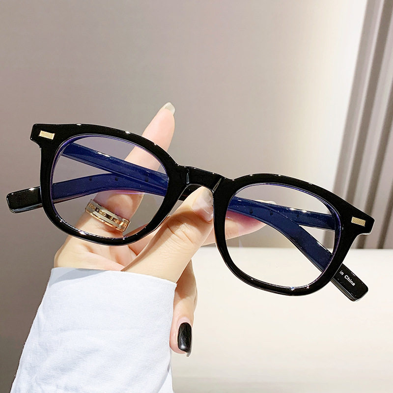 2024Tr90 Korean Style Glasses Frame Black Frame Myopia Glasses Frame Oval Xiaohongshu Recommended Plain Face Anti-Blue Light 5374
