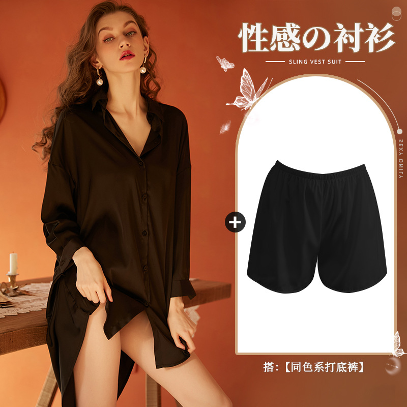 仙懿性感男友风衬衫睡衣女夏纯欲薄款高级感家居服可外穿大码430