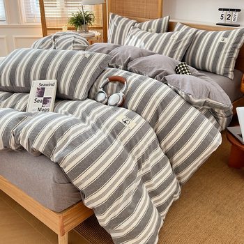 Class A 100% cotton quilt cover single piece cotton yarn-dyed water-washed cotton quilt cover four-piece set single product single quilt cover three-piece set