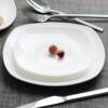 Pure white bone china square western flat plate ceramic dish cold dish steak plate geometric shallow plate household tableware dish