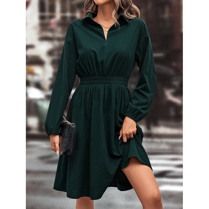 Elegant Slim Fit Solid Color Dress Womens Fashion European and American Style Casual or Formal Wear Wholesale