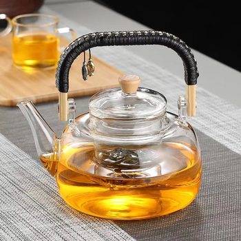 Glass Cooking Teapot High Borosilicate Electric Ceramic Stove Kettle Large Capacity Transparent Bamboo Beam Pot Heat Resistant Tea