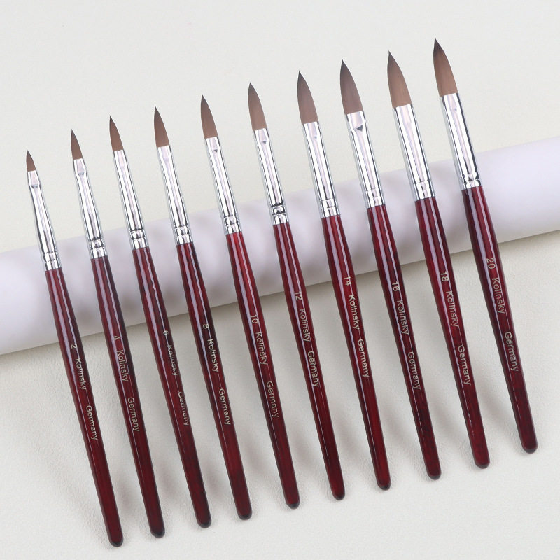 Source Factory Nail Art Crystal Pen Mahogany Rod Kolinsky Nail Art Carving Pen Painted Pen Nail Brush Set
