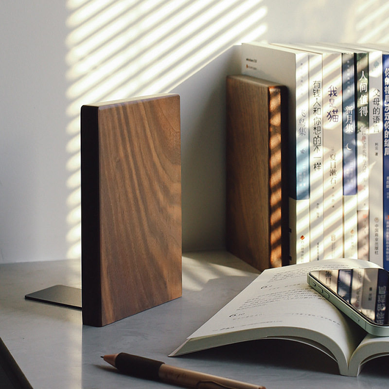 Thickened Solid Wood Bookend Black Walnut Bookend Bookend Clip Simple Bookshelf Book Clip Student Standing Bookshelf Bezel