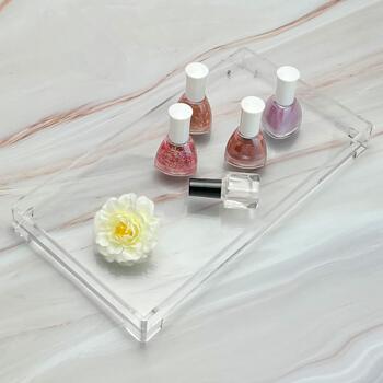Cross-Border Hot Selling Transparent Acrylic Dressing Table Bathroom Tray Rectangular Jewelry Jewelry Storage Tray Storage and Organization