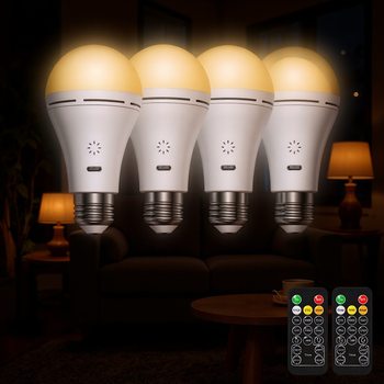 USB Rechargeable Light Bulb E26 Lamp Holder 3 Color Temperature Adjustable Power Outage Emergency Light Bulb Outdoor Portable Camping Style Light