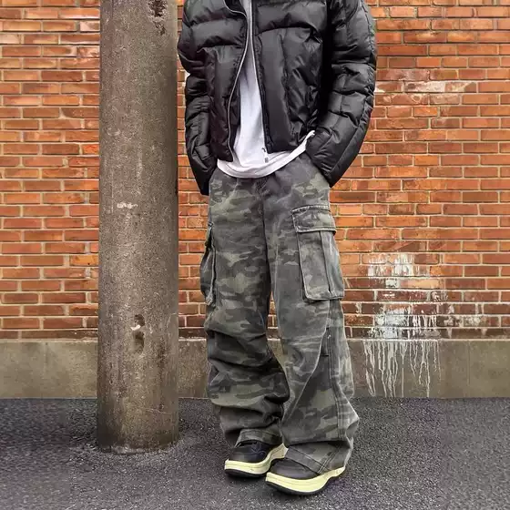 Hong Kong Style Trendy Men's New Personalized Letter Jeans Hip-Hop Ins Fashion High Street Trendy Cool Long Pants