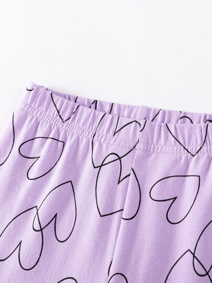 Girls' Short-Sleeve Set Wholesale, Summer Kids' Outfit, Cute Heart Baby Wear