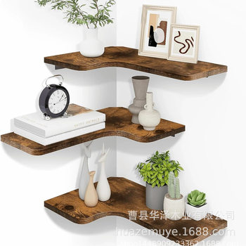 L-Shaped Solid Wood Corner Wall Shelf Wooden Storage Rack Retro Storage Rack Wall Floating Partition Solid Wood Storage Rack