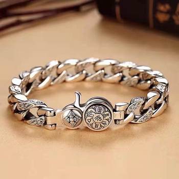 Liangxi Bracelet Men's pure six-word mantra rotatable fashionable wide version men's domineering personality elegant retro bracelet