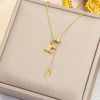 Titanium Steel K-Style English Letters Y Jiaxiangjia Pendant Necklace Accessible Luxury Simple Fashion Clavicle Chain Non-Fading Gold Beans