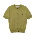 Green [8211 black heart cardigan short sleeve sweater]