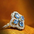 Aquamarine diamond ring [adjustable size]