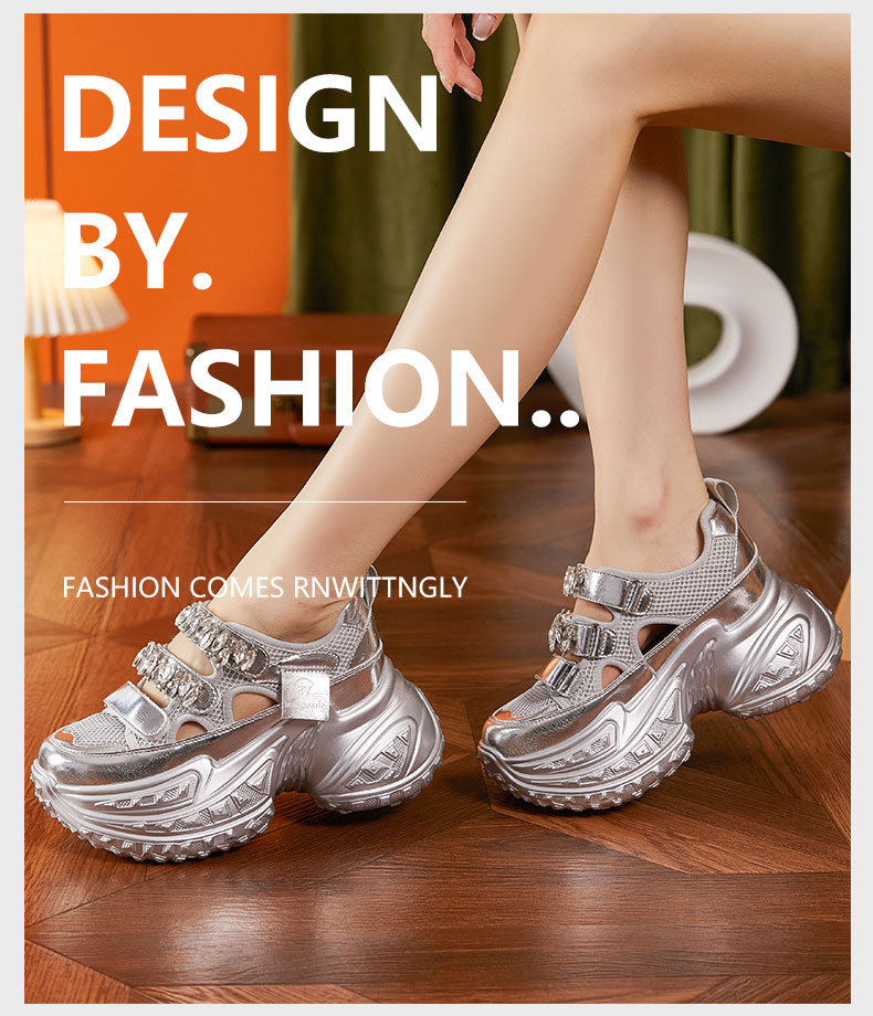 Dép sandal nữ đế dày quai chữ V đơn giản — Bạc, Trắng chi tiết 10