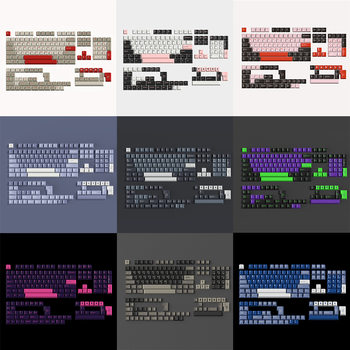 In-Stock Cross-Border Wholesale Retro Gray 163-Key Mechanical Keycap Full Set Dual-Color Abs Injection Molded Original Height