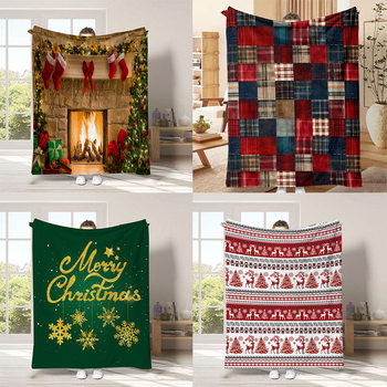 Temu Daifa New Cross-border American Christmas Blanket Flannel Gift Blanket Digital Printing Holiday Blanket