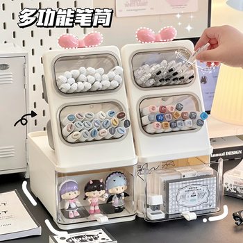 Slanted Pen Holder Student Stationery Organizer Kidsren's Desk Storage Shelf Office Large Capacity Desktop Storage Box