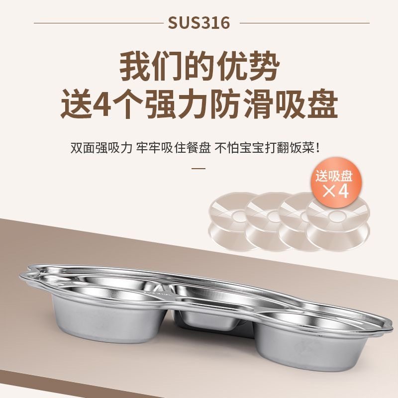 316 stainless steel children's dinner plate compartment baby boys and girls children eating plate baby garden special tableware rice bowl