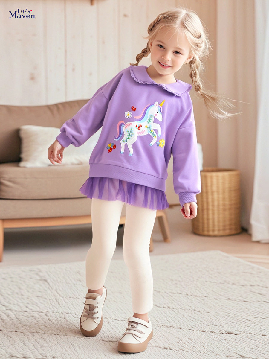 Vente en gros vêtements enfants style, ensemble fille automne, tenue enfant sweat à capuche maille mignonne
