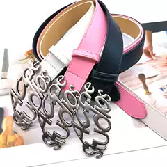 Niche design American retro metal English LOGO buckle decorative belt three-color optional fashion design sense collocation
