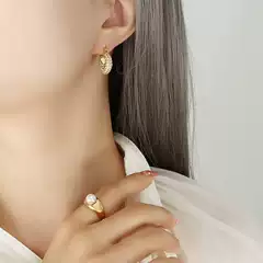All-Match Earrings U-Shaped Full Diamond Zircon Exaggerated Evening Jewelry Light Luxury Earrings Titanium Steel Girl's Tanabata Gift F157