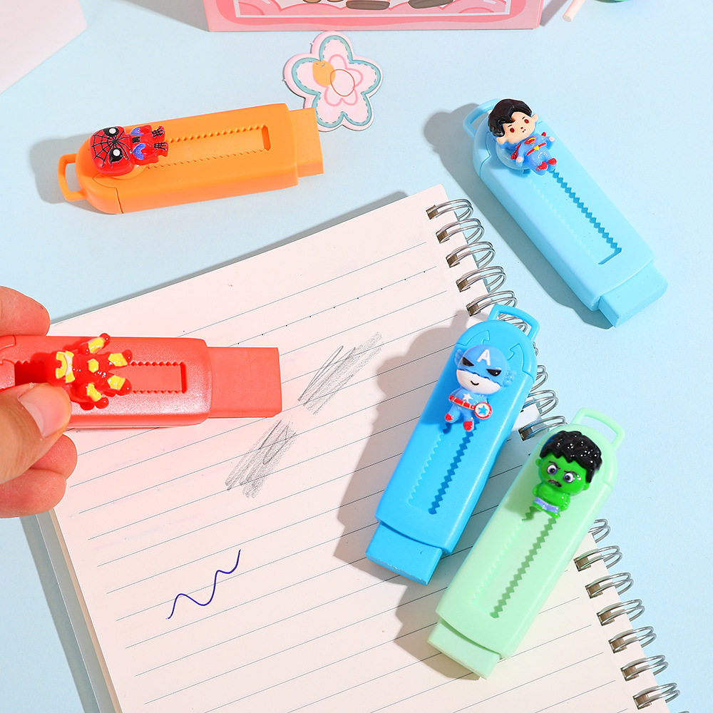 Cute Marvel Push-Pull Eraser Leaves No Traces, No Chips, Clean and Creative Stationery Cartoon Student-Specific Push-Button Eraser